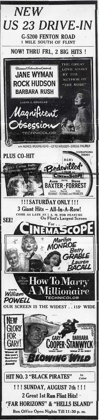 US-23 Drive-In Theater - Old Ad (newer photo)